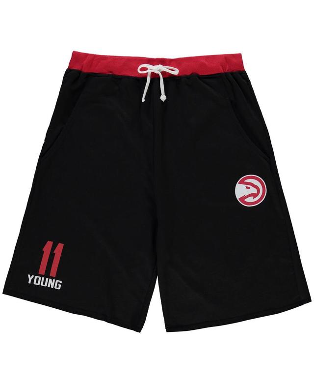 Mens Trae Young Black Atlanta Hawks Big and Tall French Terry Name and Number Shorts Product Image