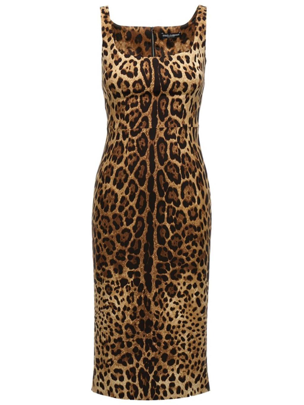 DOLCE & GABBANA Sleeveless Dress With Spotted Print In Multicolore Product Image