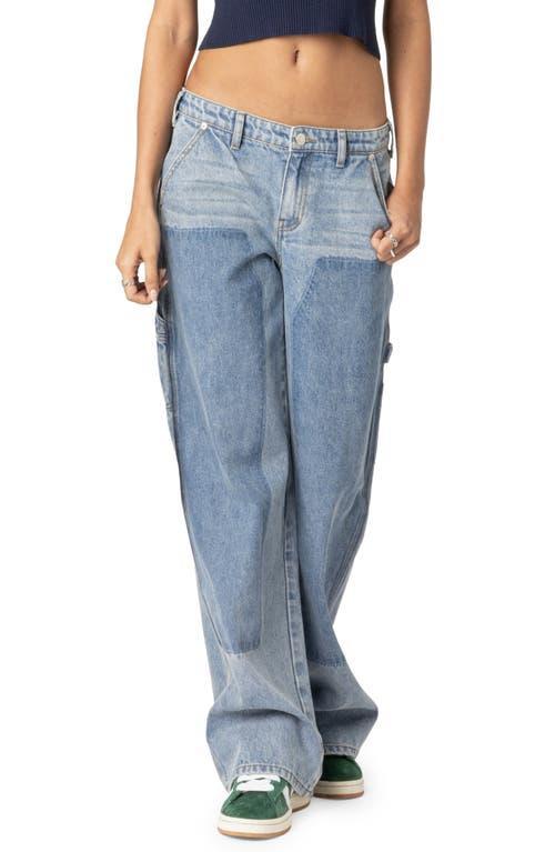 EDIKTED Faded Low Rise Rigid Carpenter Jeans Product Image