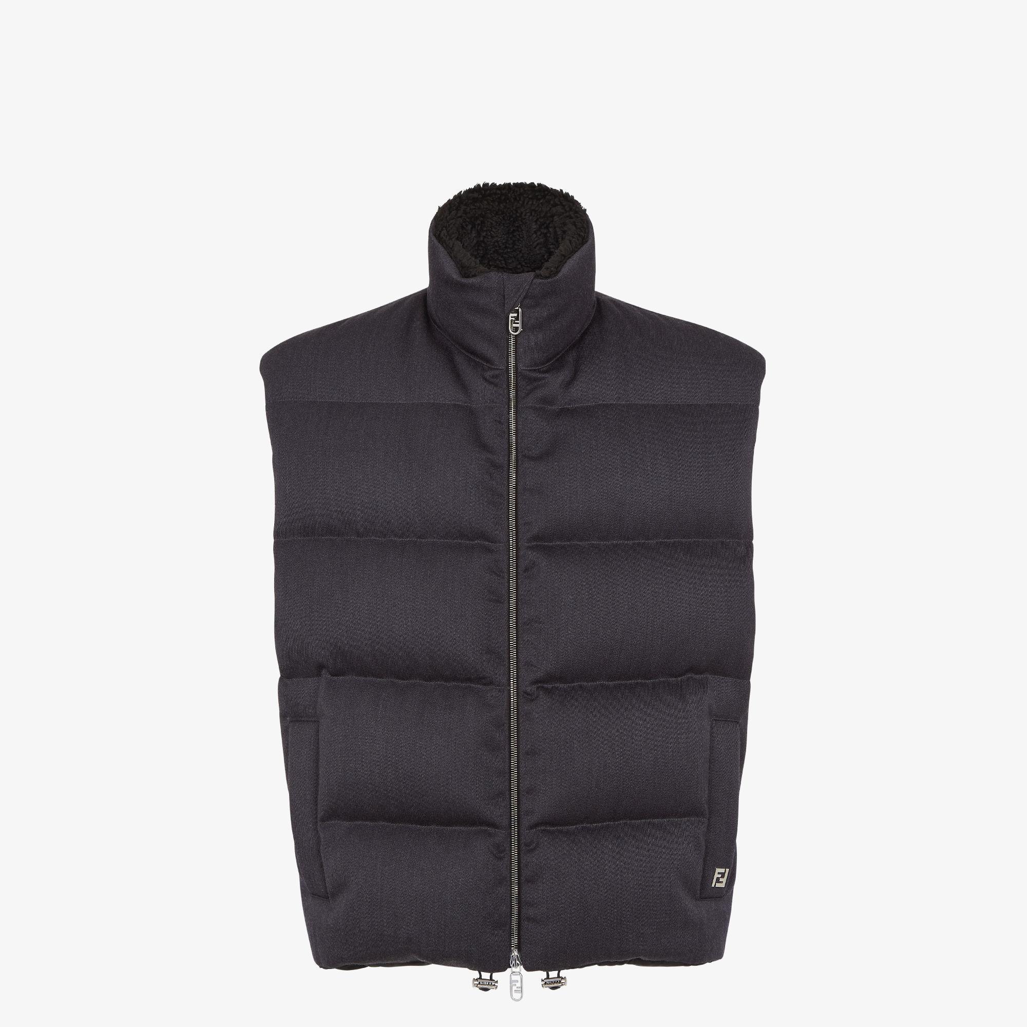 VestBlack wool twill gilet Product Image