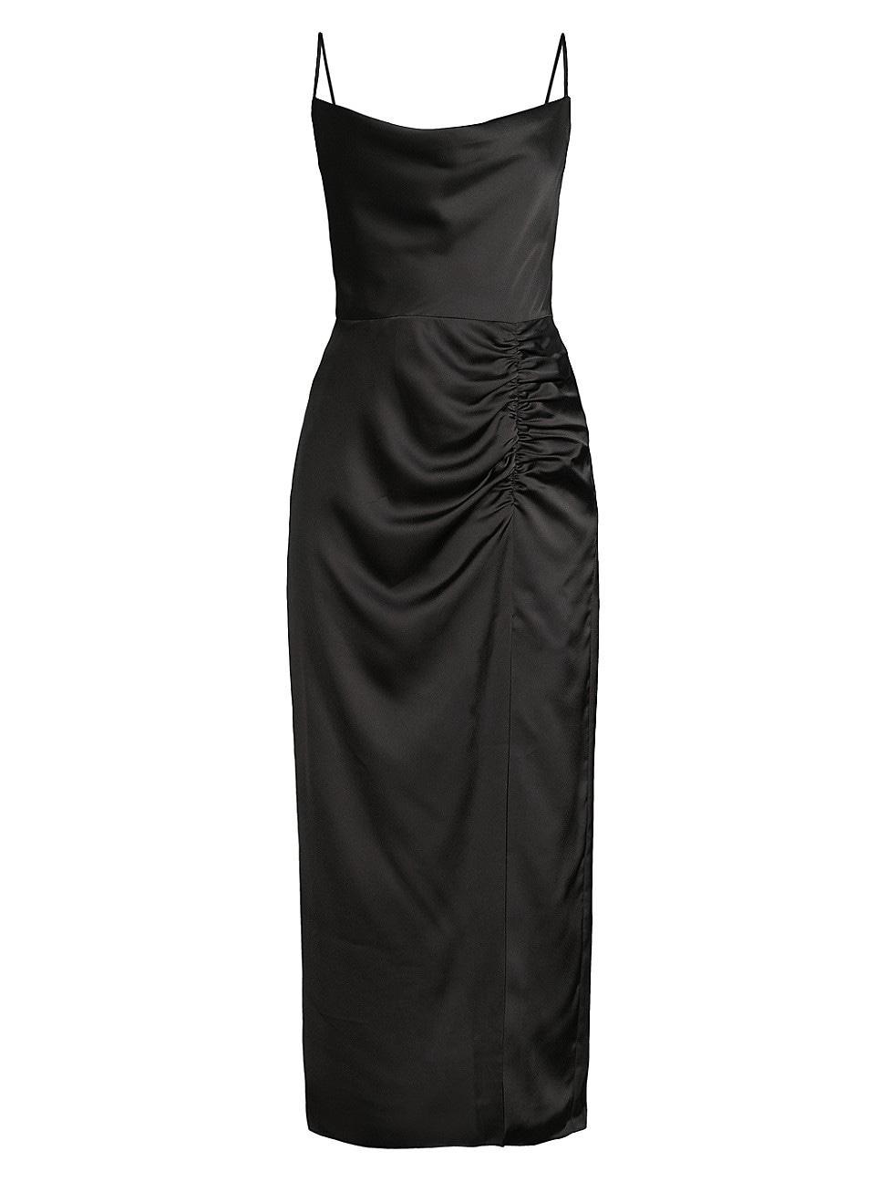 Womens Lilliana Ruched Satin Cowlneck Slipdress Product Image