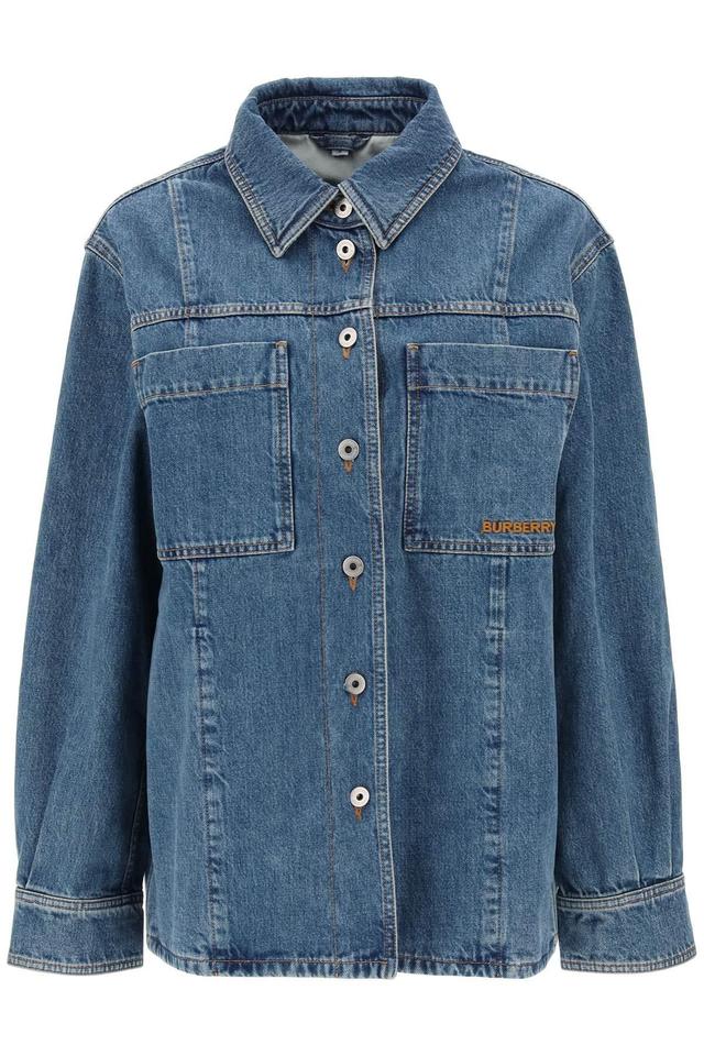 BURBERRY 'bensen' Denim Overshirt In Blue Product Image