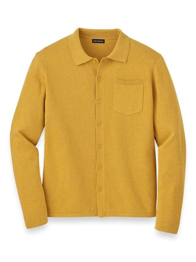 Supima Cotton Button Front Polo - Mustard Product Image