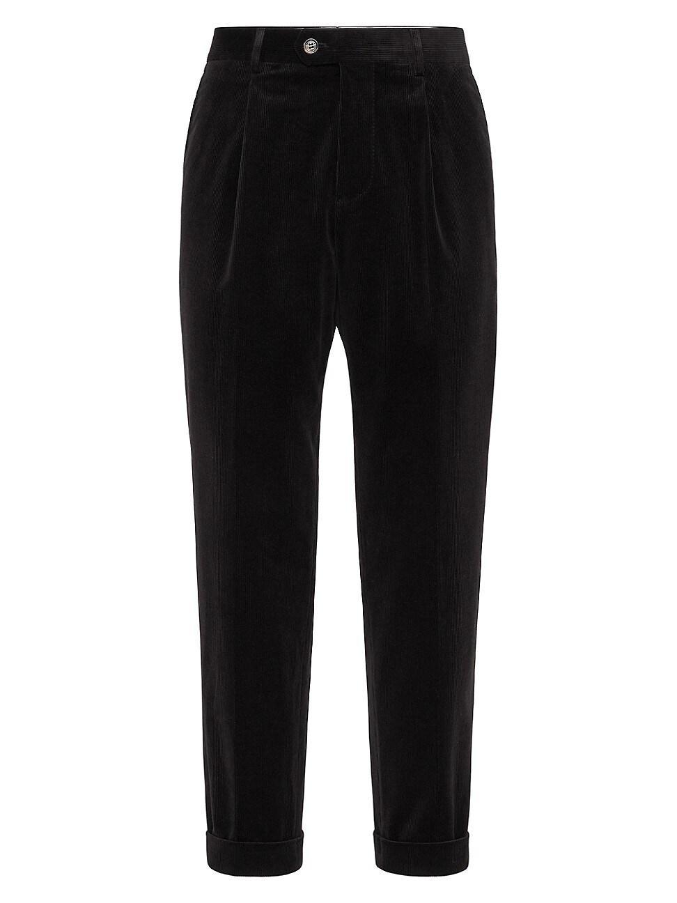 Mens Corduroy Leisure Fit Trousers with Pleats Product Image