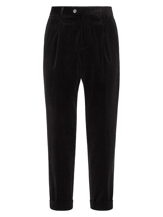 Mens Corduroy Leisure Fit Trousers with Pleats Product Image