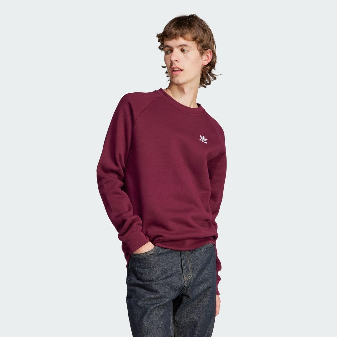 adidas Trefoil Essentials Crewneck Maroon S Mens Product Image