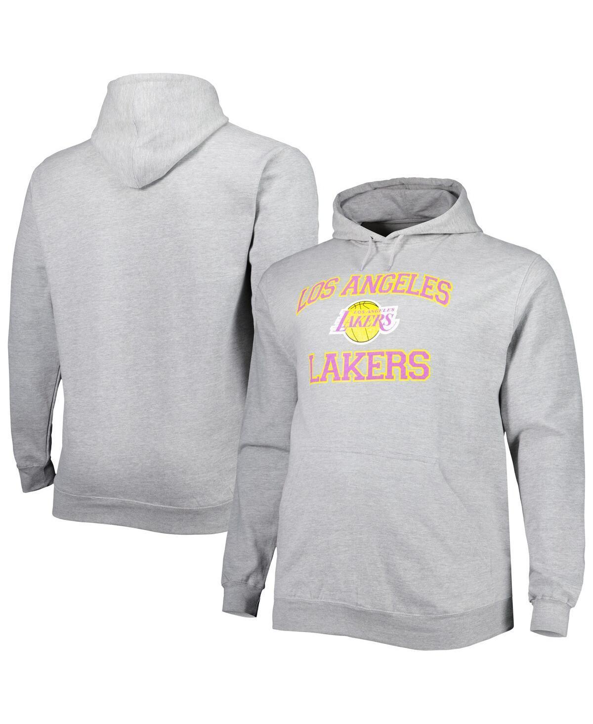 Mens Heathered Gray Los Angeles Lakers Big & Tall Heart & Soul Pullover Hoodie Product Image