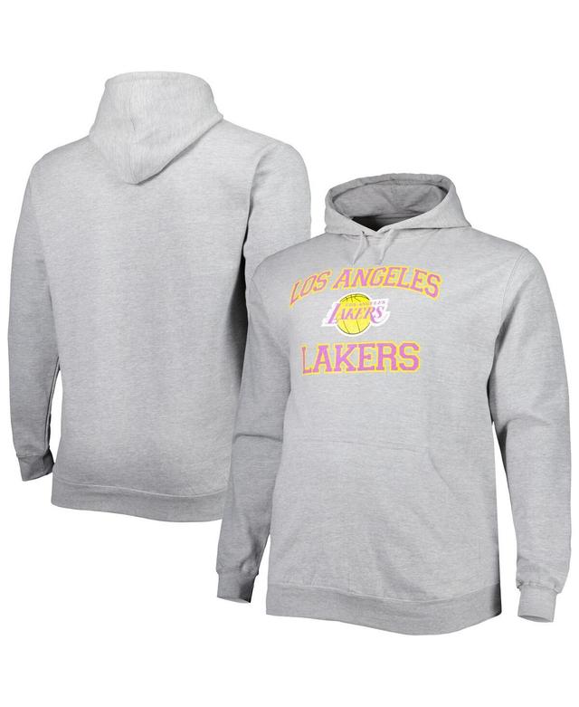 Mens Heathered Gray Los Angeles Lakers Big & Tall Heart & Soul Pullover Hoodie LAK Grey Product Image