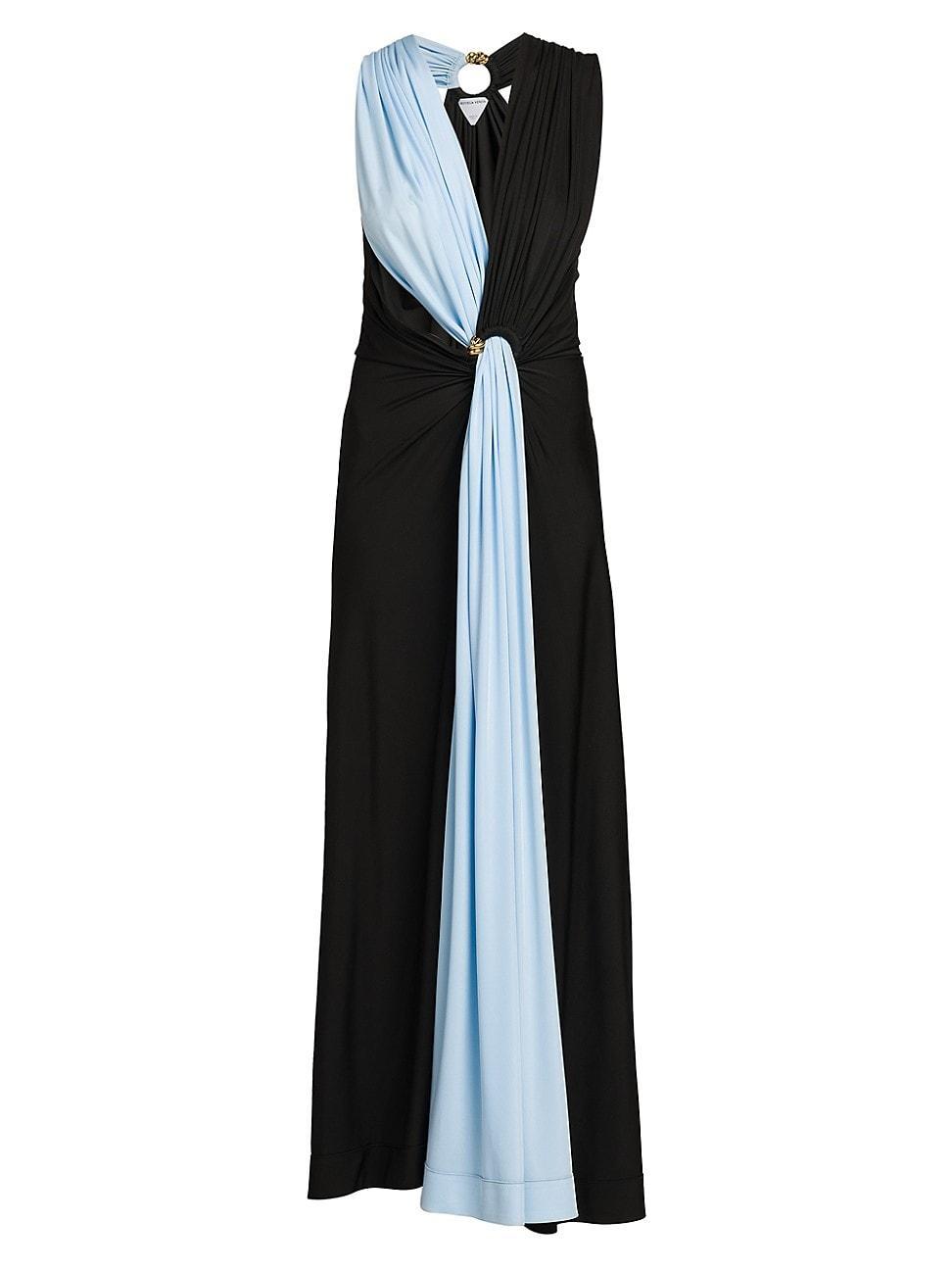 Lightweight Contrast Draped Jersey Dress Product Image