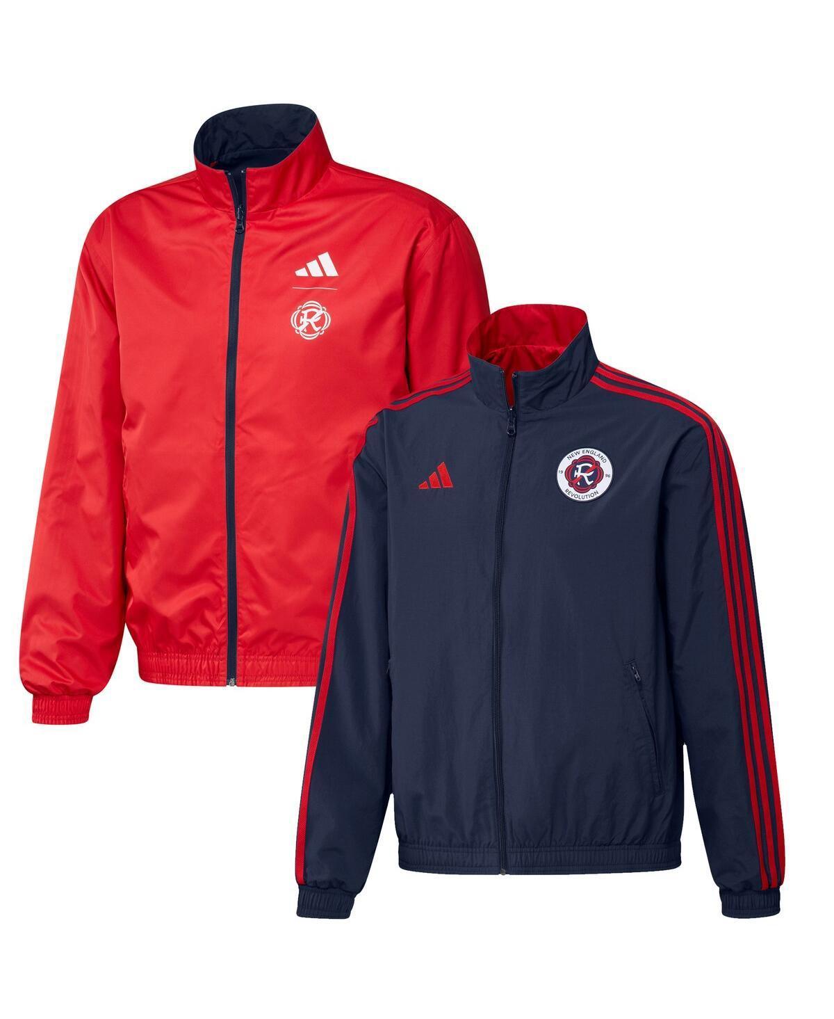 Mens adidas Navy and Red New England Revolution 2023 On-Field Anthem Full-Zip Reversible Team Jacket - Navy Product Image