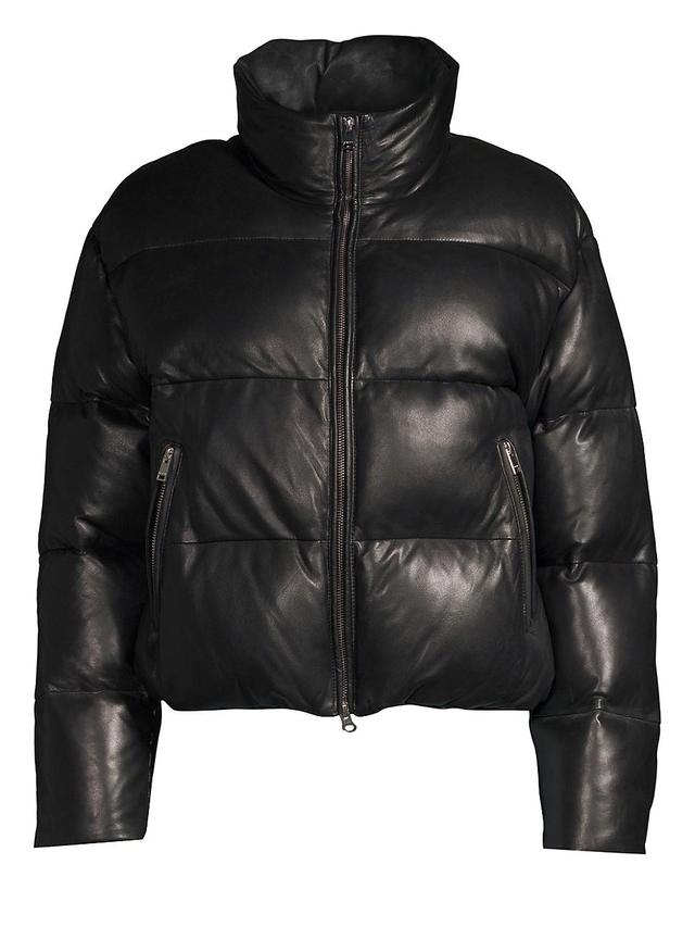 Womens Iris Leather Puffer Jacket Product Image