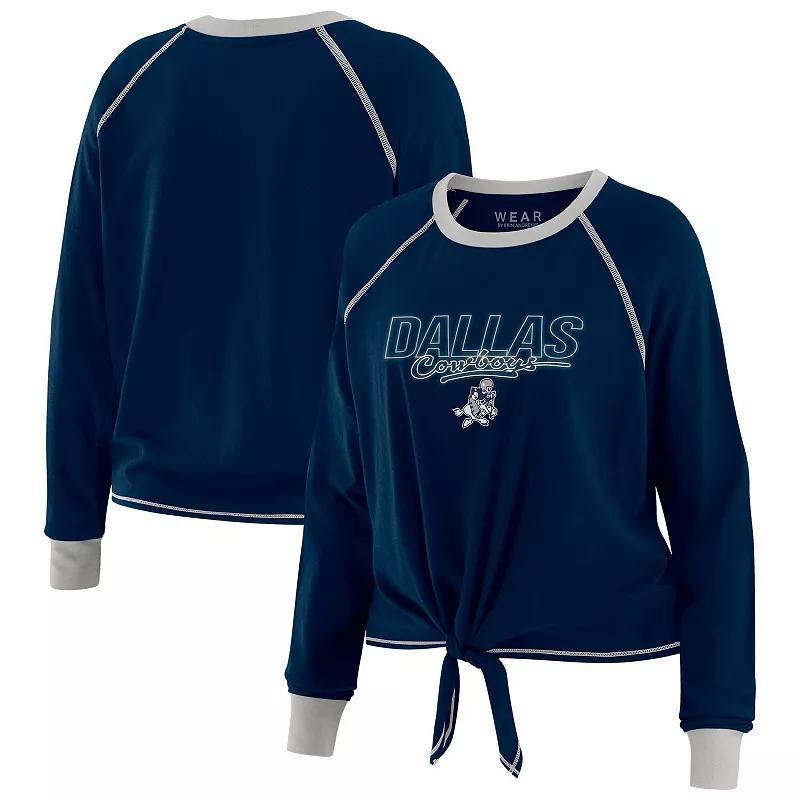 Womens WEAR by Erin Andrews Dallas Cowboys Tie-Front Long Sleeve T-Shirt Blue Product Image