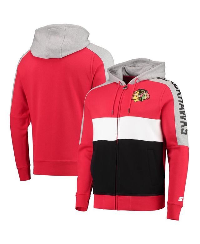 Mens Starter Red Chicago Blackhawks Playoffs Color Block Full-Zip Hoodie - Red Product Image