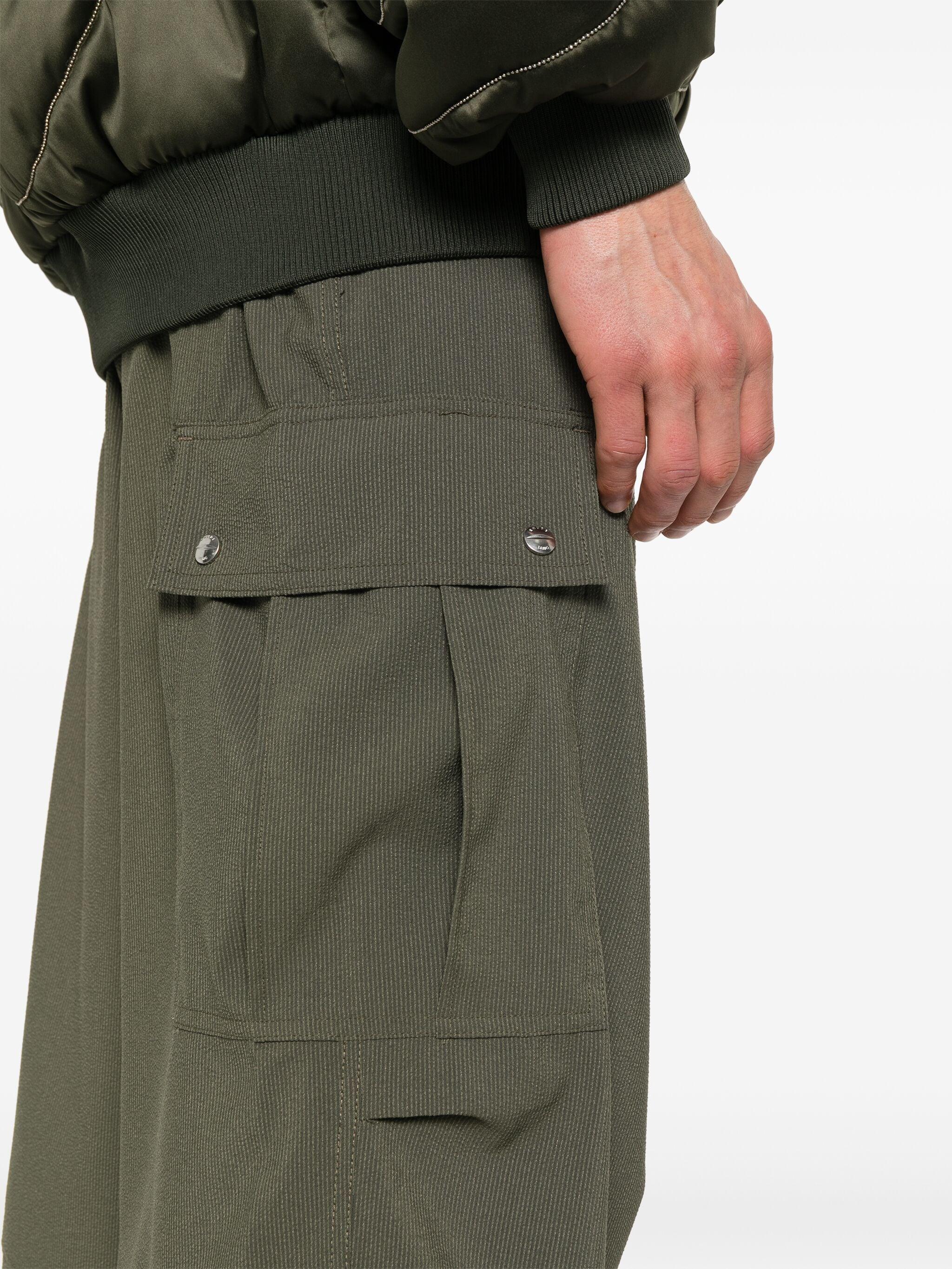 Pinstripe Straight-leg Cargo Pants In Green Product Image