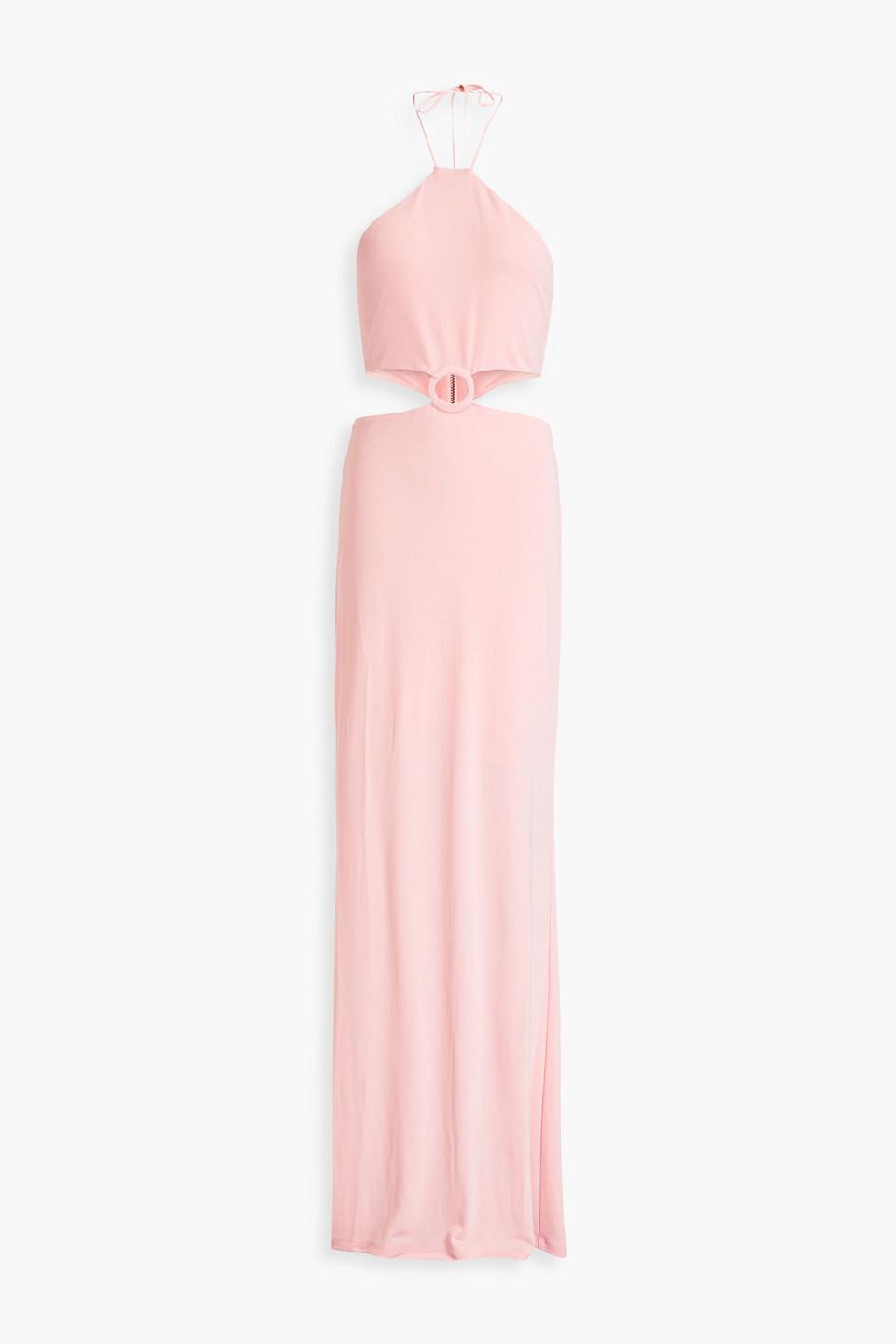 Marguerite Cutout Jersey Halterneck Maxi Dress In Pink Product Image