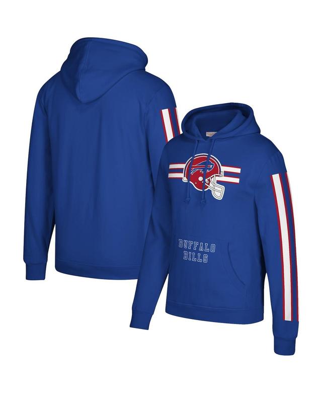 Mens Mitchell & Ness Royal Buffalo Bills Three Stripe Pullover Hoodie Product Image