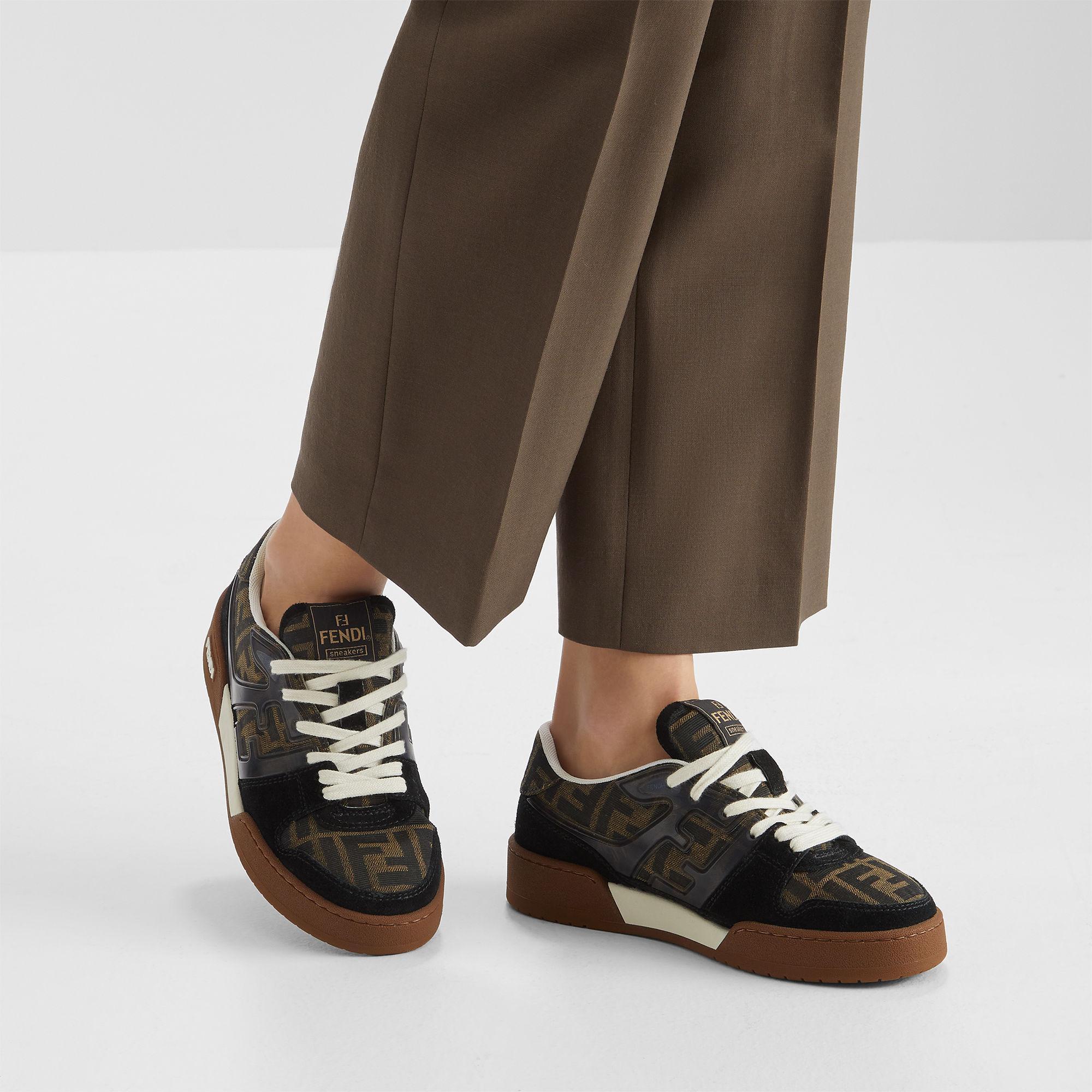 Fendi MatchCanvas low-tops with black suede Product Image