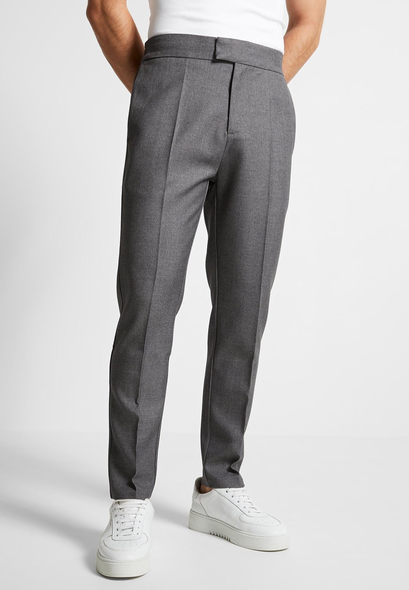 Slim Fit Tailored Trousers - Grey Male Product Image