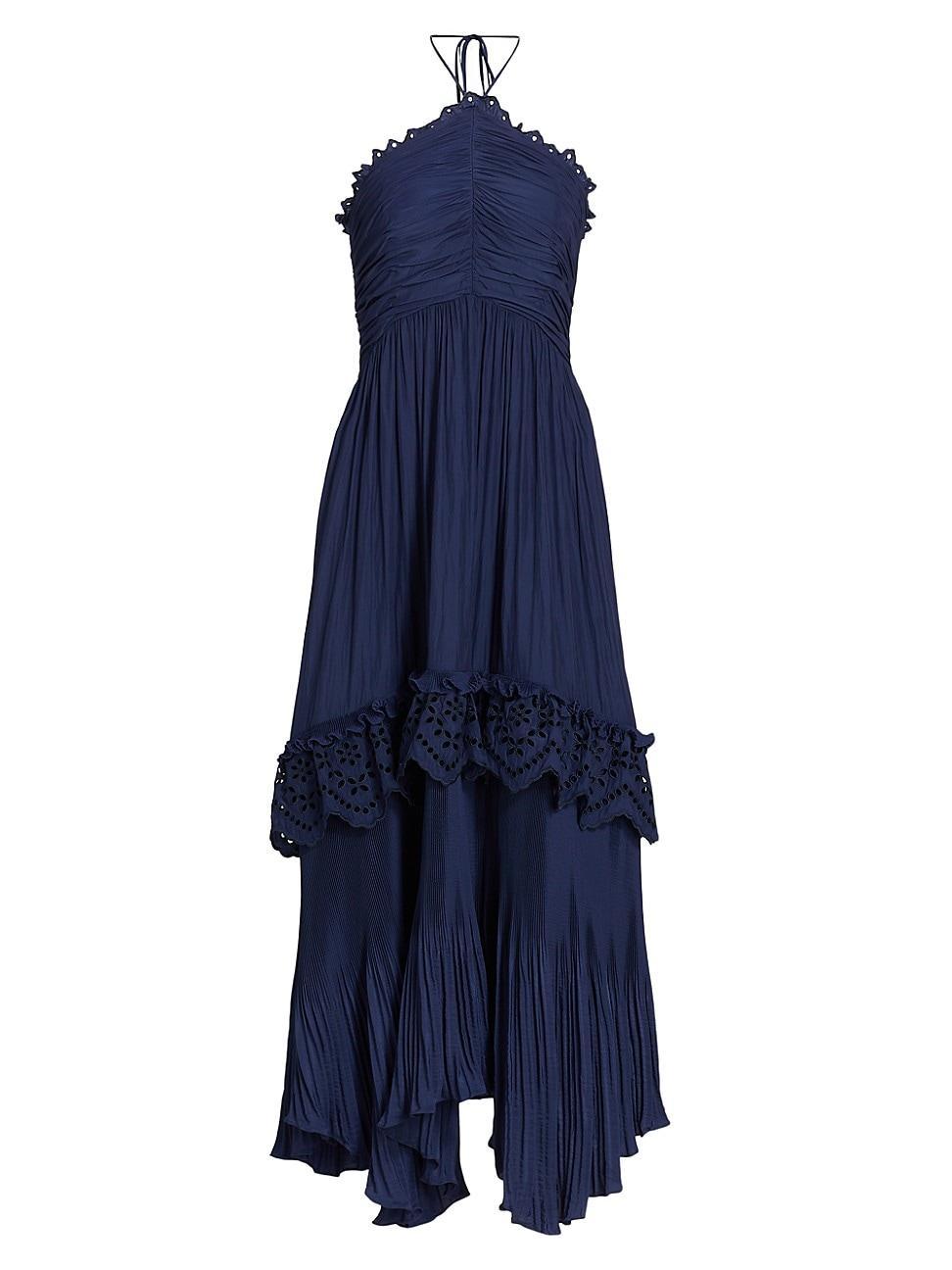 Womens Dulce Pleated Halter Maxi Dress Product Image