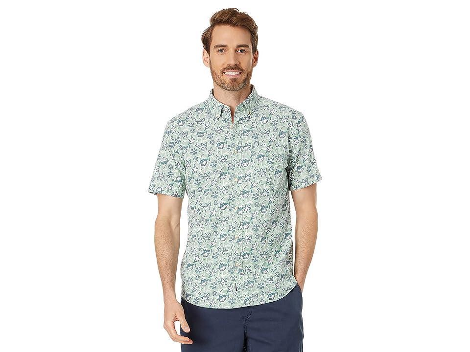 Faherty Breeze Floral Batik Print Short Sleeve Hemp Blend Button-Down Shirt Product Image