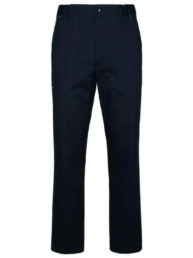 MONCLER Navy Cotton Trousers In Blue Product Image