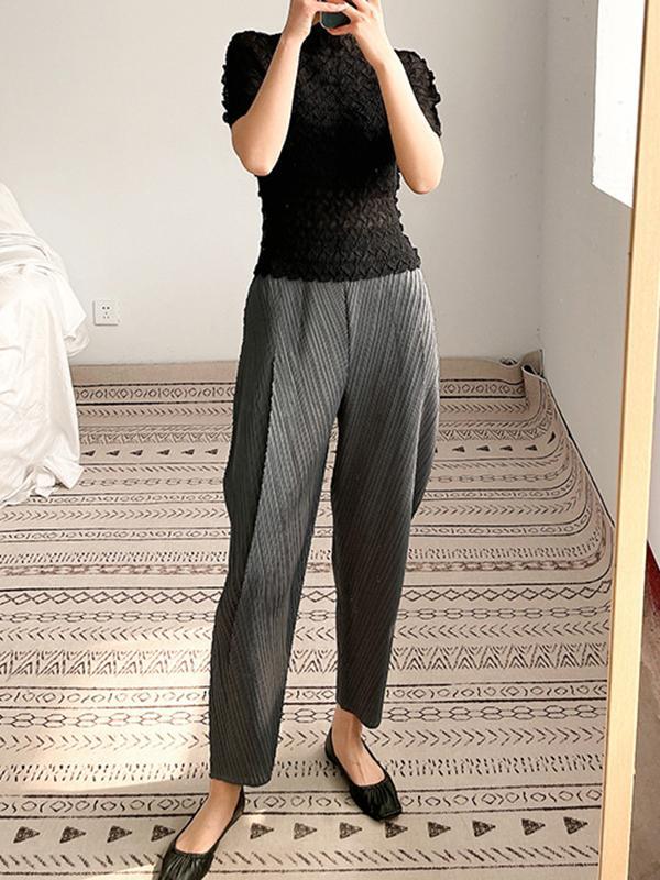 Harem Pants Ninth Pants Pleated Solid Color Ninth Pants product image