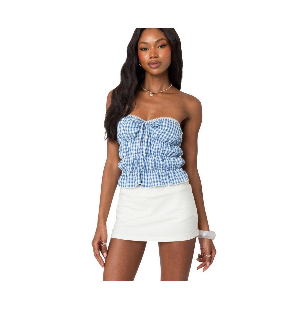 Edikted Womens Lanna gingham elastic scrunch top product image