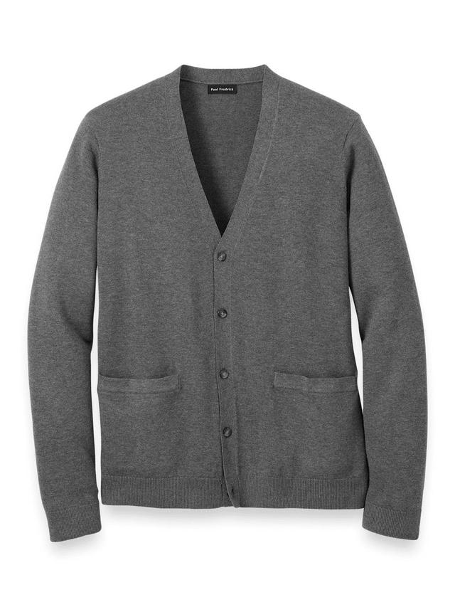 Supima Cotton Button Front Cardigan - Medium Grey Product Image