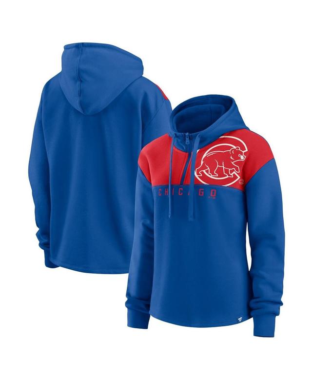 Womens Fanatics Branded Royal Chicago Cubs Iconic Overslide Color-Block Quarter-Zip Hoodie Product Image