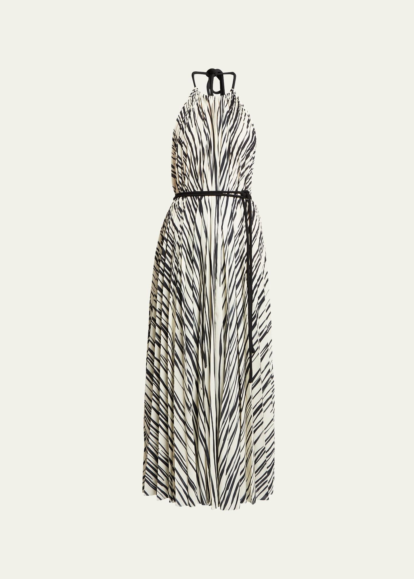 Frida Striped Belted Halter Maxi Dress Product Image