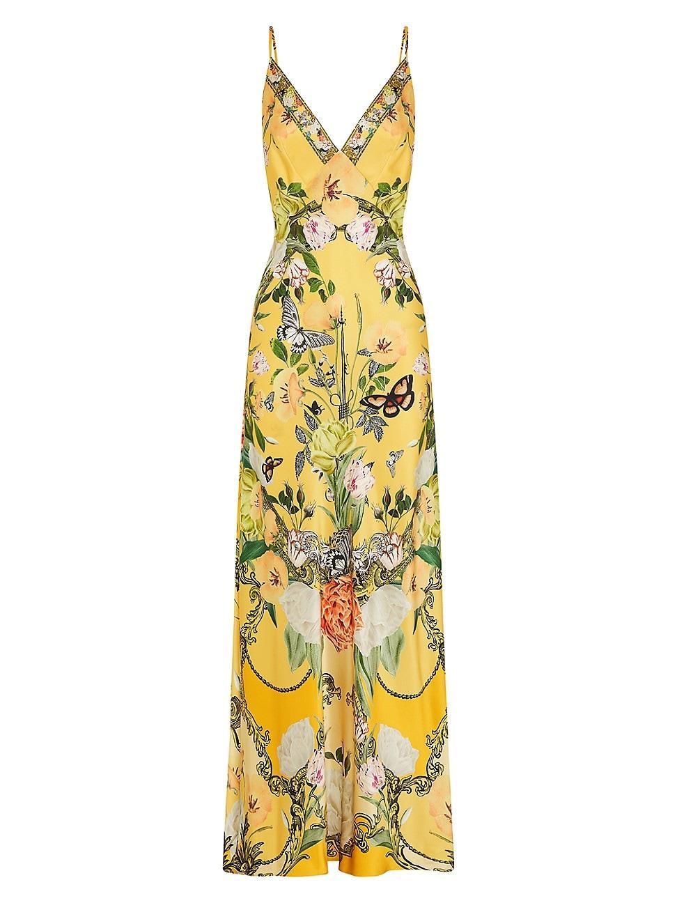 Womens Floral Silk Slip Maxi Dress Product Image