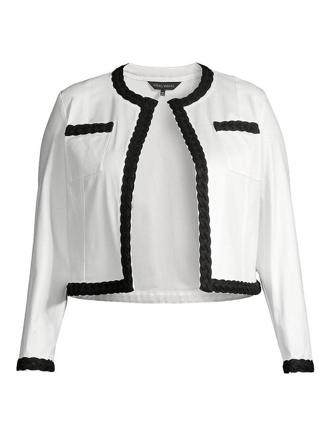 Womens Braided Cotton-Blend Crop Jacket Product Image