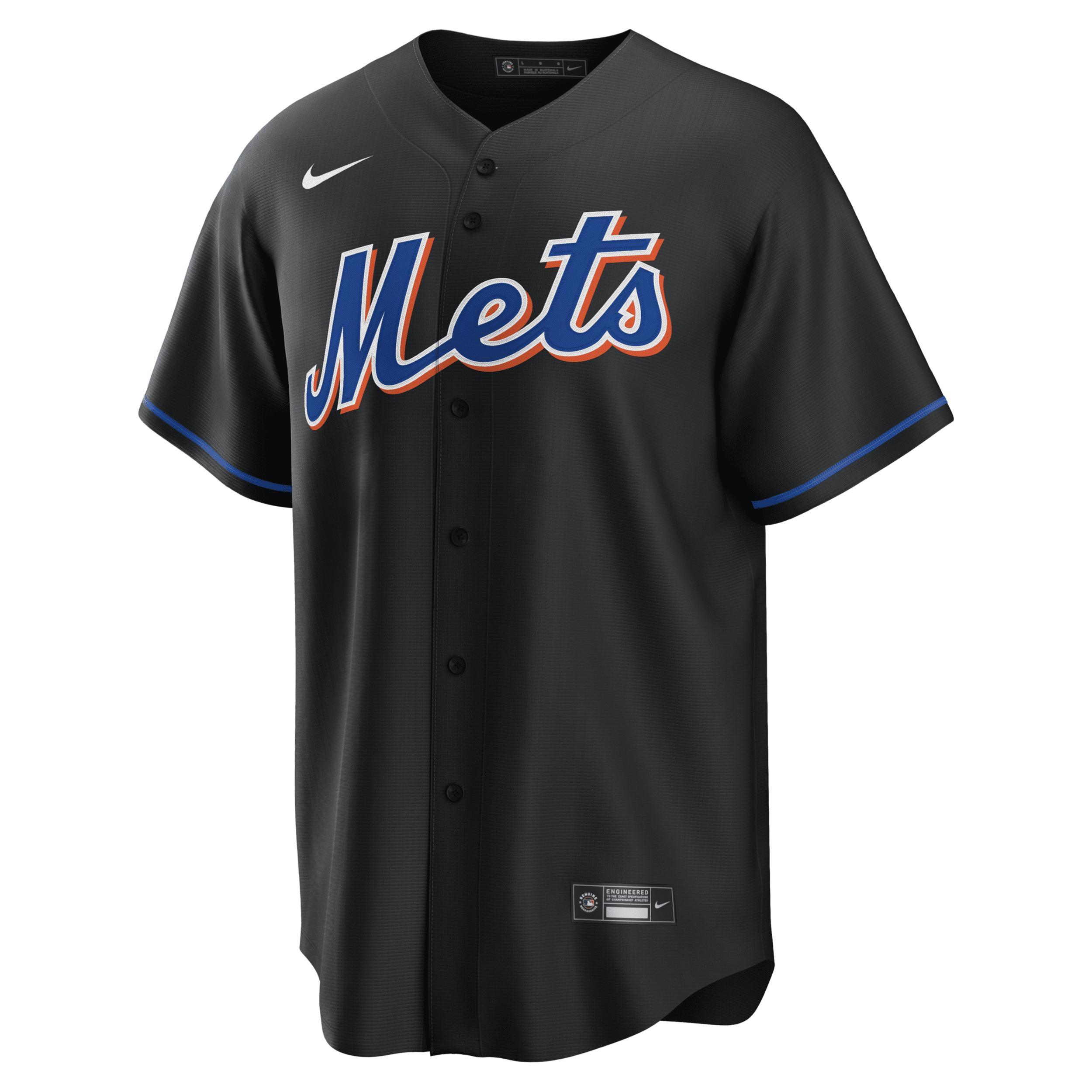 Nike Mens Francisco Lindor Nike Mets 2022 Replica Player Jersey - Mens Black/Black Product Image