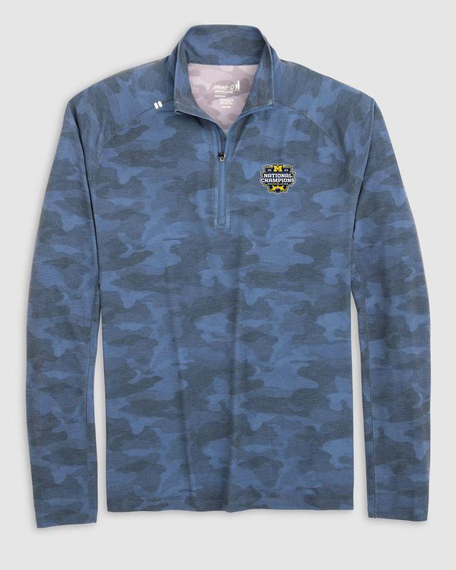 johnnie-O Michigan Galloway Performance Camo 1/4 Zip Pullover - 2023 CFP Champions Logo Product Image