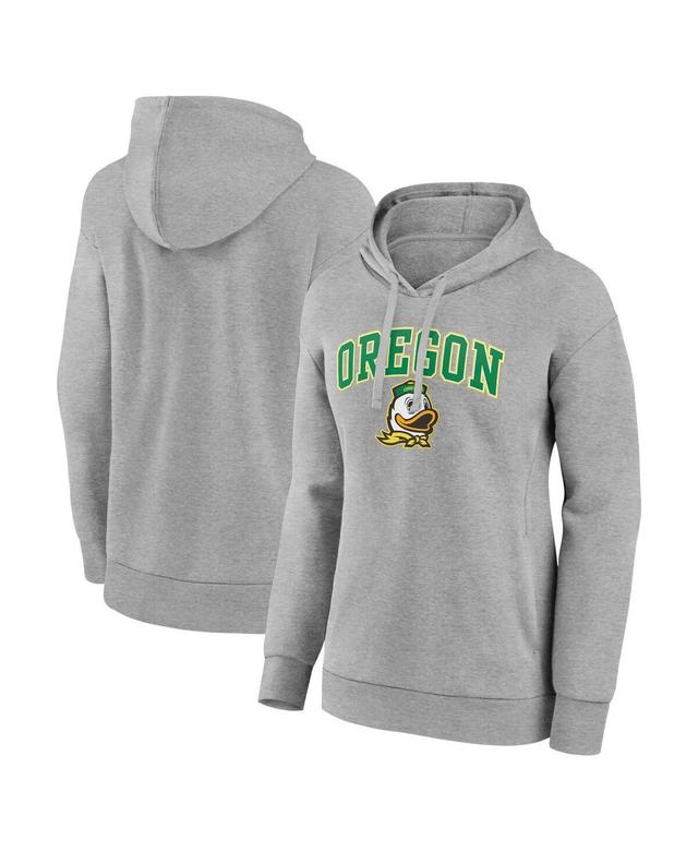 Womens Fanatics Branded Heather Gray Oregon Ducks Evergreen Campus Pullover Hoodie Product Image