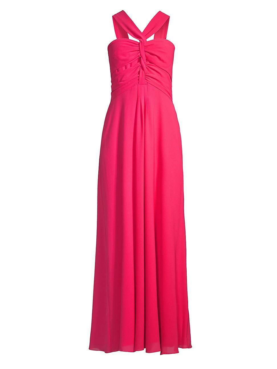 Womens Georgette Twist Halter Gown Product Image