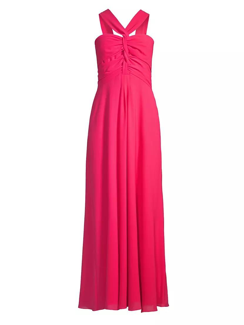 Georgette Twist Halter Gown Product Image