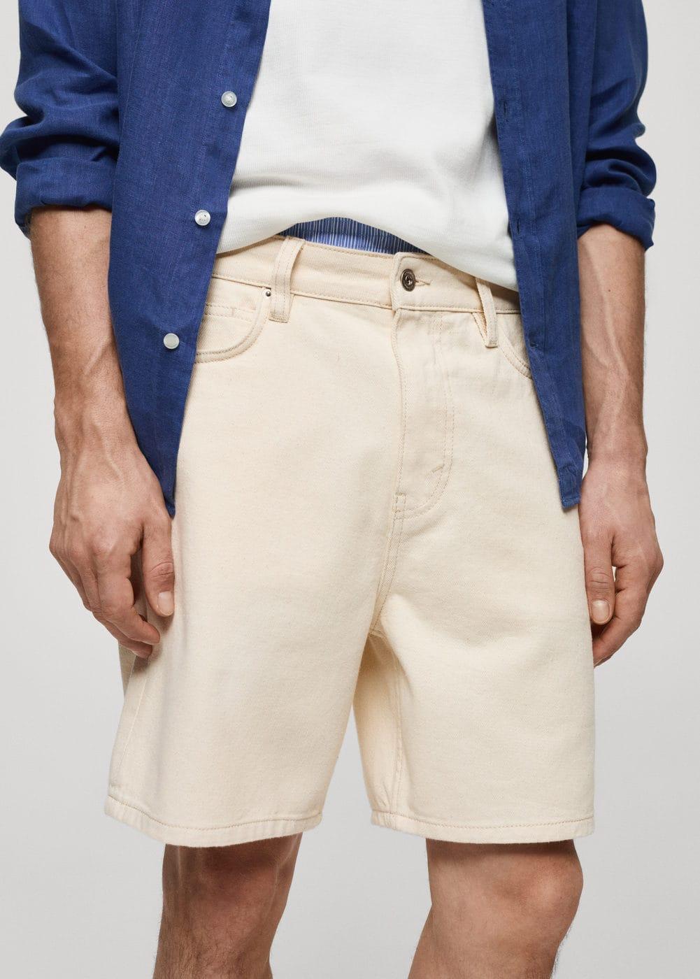 MANGO MAN - Regular fit denim Bermuda shorts ecruMen Product Image