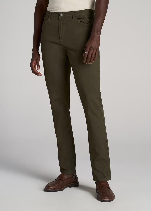 Carman TAPERED Fit Five Pocket Pants for Tall Men in Camo Green Product Image