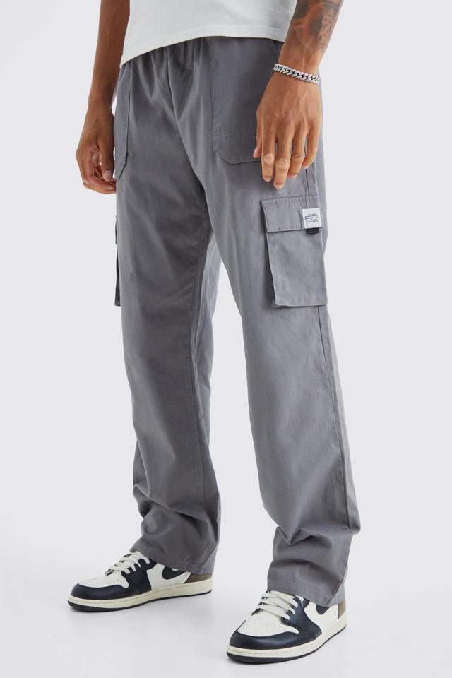 Tall Elastic Waist Relaxed Fit Buckle Cargo Sweatpants | boohooMAN USA Product Image