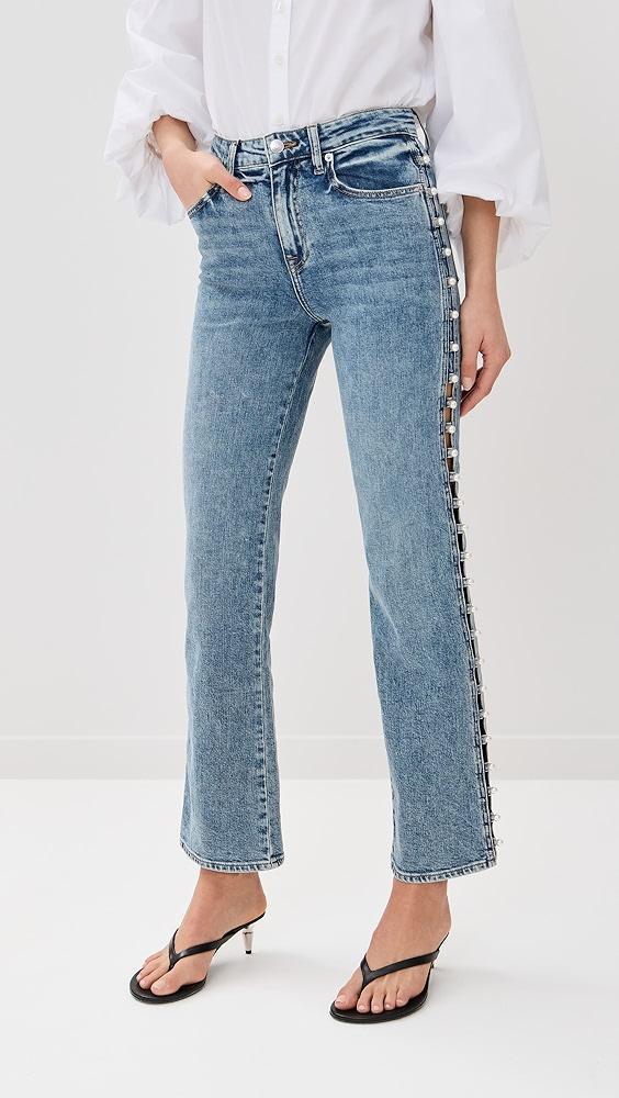 SIMKHAI Amelia High Rise Pearl Embellished Denim Jeans | Shopbop Product Image