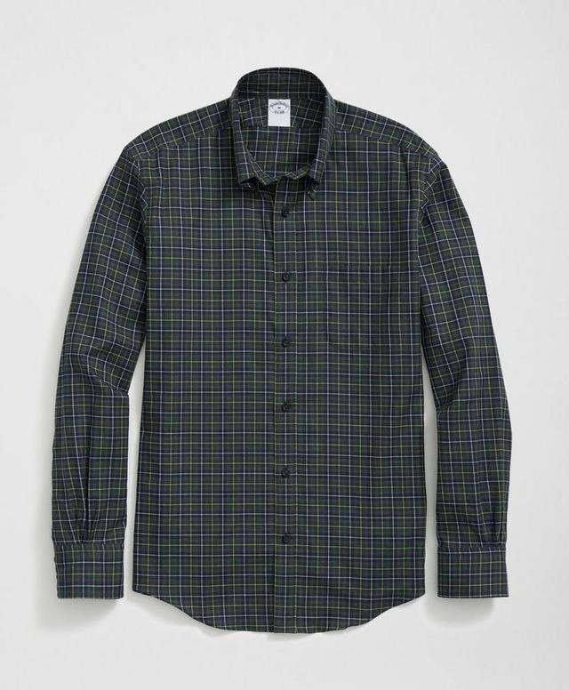 Luxe Cotton Twill Polo Button Down Collar, Windowpane Shirt Product Image