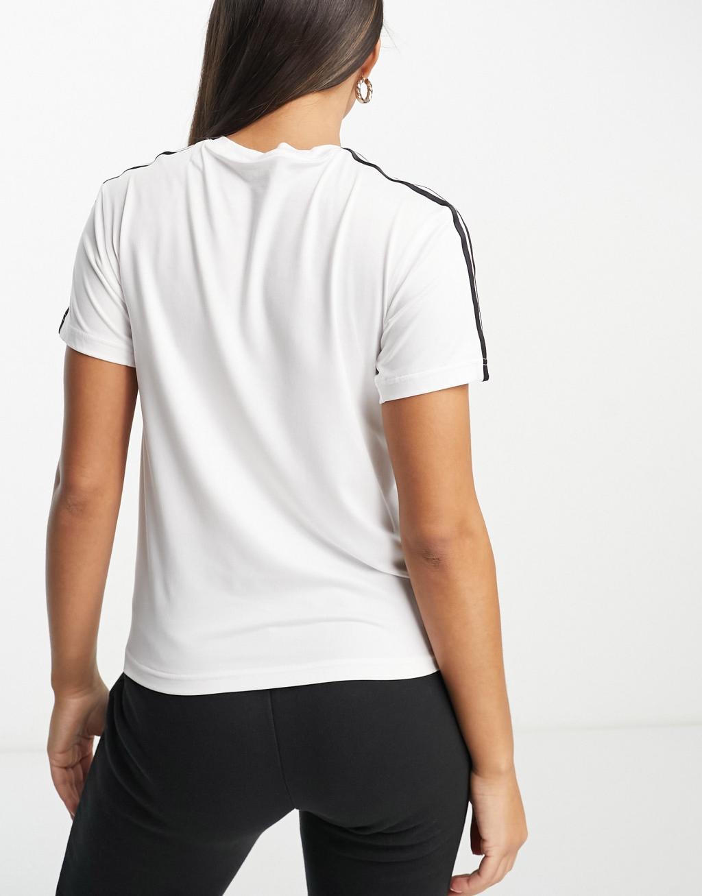 adidas Aeroready Train Essentials 3-Stripes tee in white and black Product Image