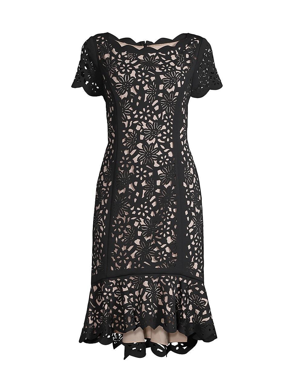 Shani Laser Cut Floral High-Low Cocktail Dress Product Image