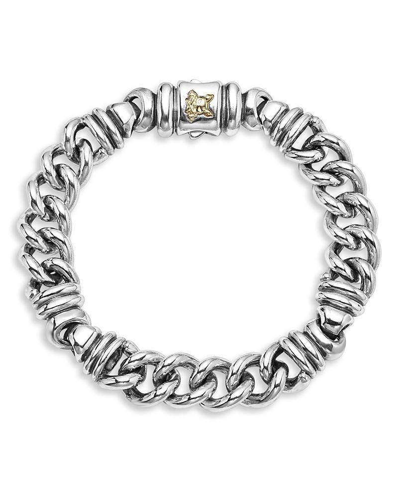 Men's Sterling Silver and 18K Gold Anthem Twist Curb Krunch Chain Bracelet, Size 8 Product Image