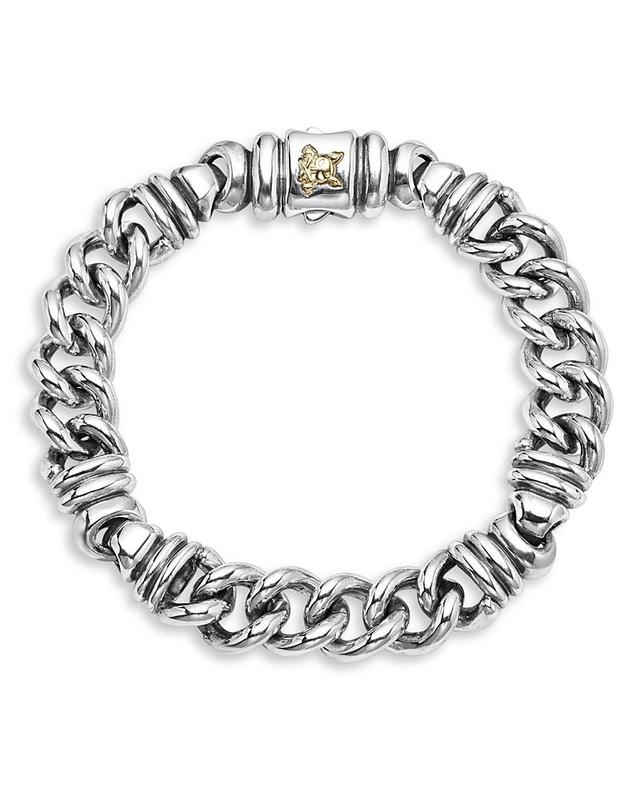 Mens Sterling Silver and 18K Gold Anthem Twist Curb Krunch Chain Bracelet Product Image