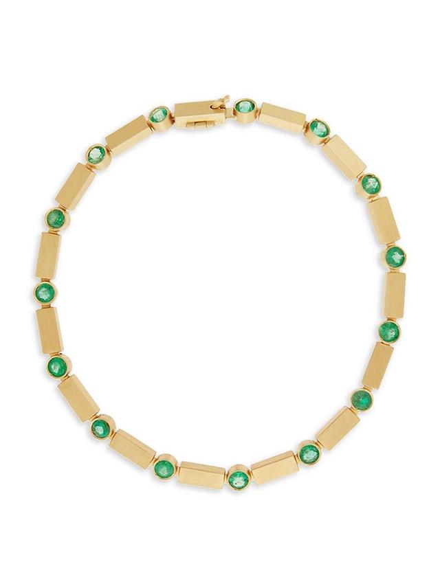 Womens Cascade 18K Yellow Gold & Emerald Stepping Stones Stream Bracelet Product Image