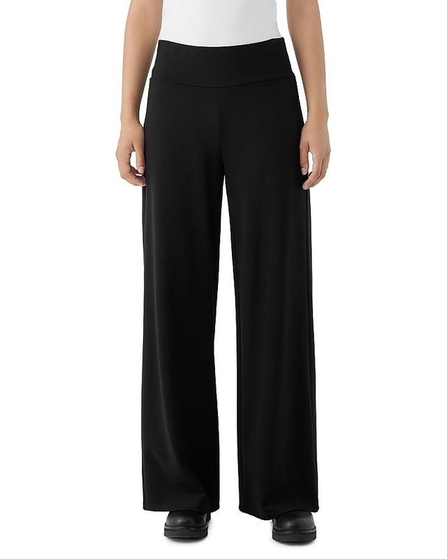 Eileen Fisher High Rise Wide Leg Pants in Black Product Image