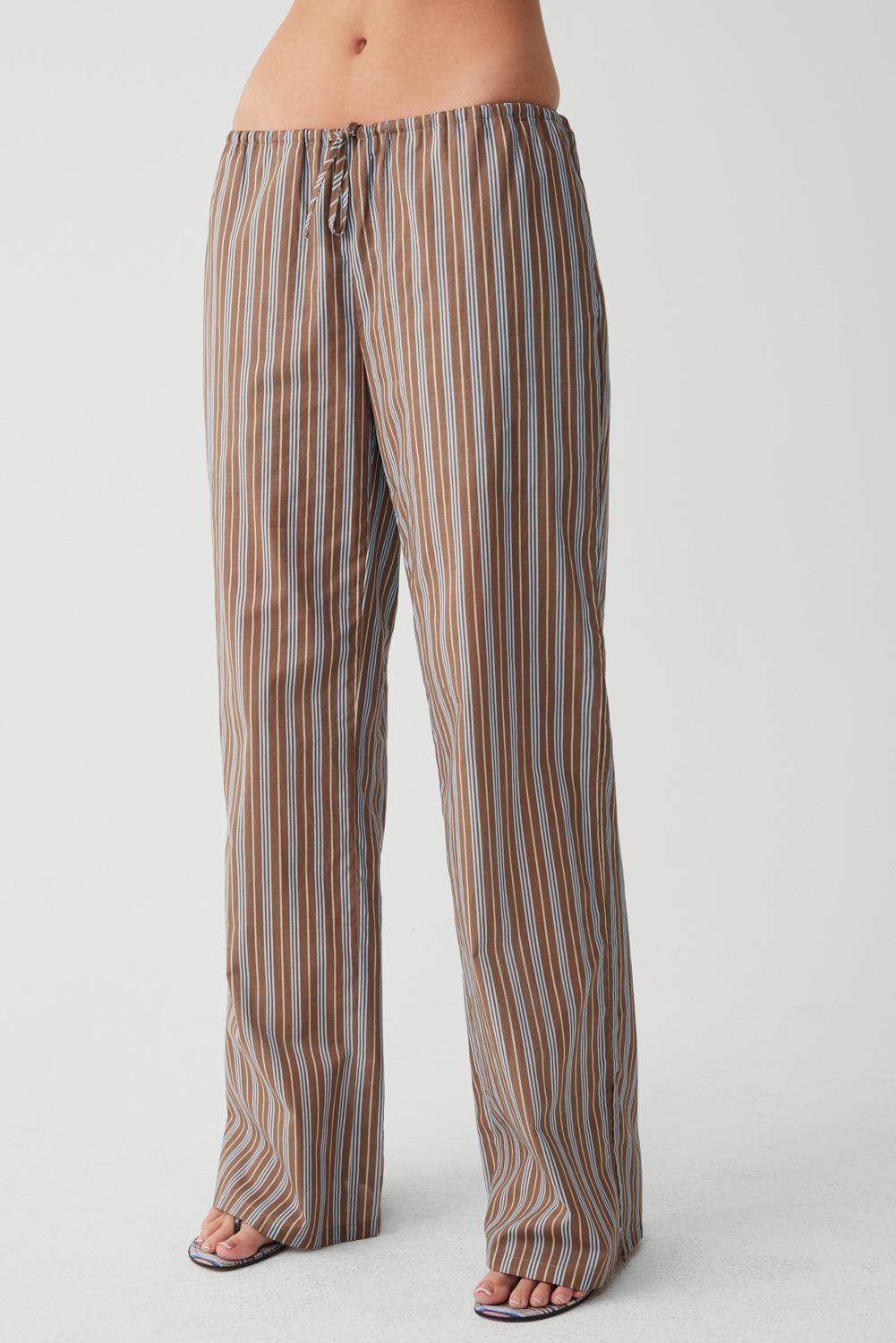 Daisy Striped Low Rise Pant - Ocean Stone Product Image