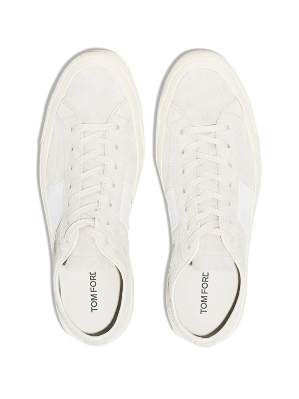 TOM FORD Cambridge Leather Low Top Sneakers In Grey Product Image